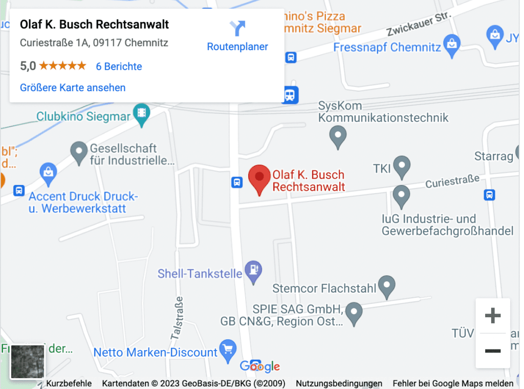 Wegbeschreibung zu Olaf K. Busch Rechtsanwalt